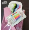 Set dao thìa màu + nến xoắn + túi HỒNG - Set