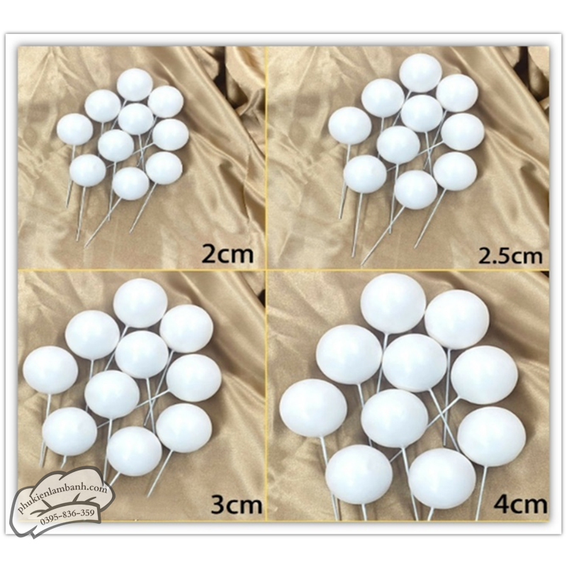 Set bi trơn màu trắng 40 quả/gói (10quả x 4 size) - Set