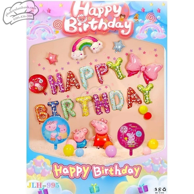 Bóng chữ heo peppa chữ nhiều màu - JLH-995 - Bộ