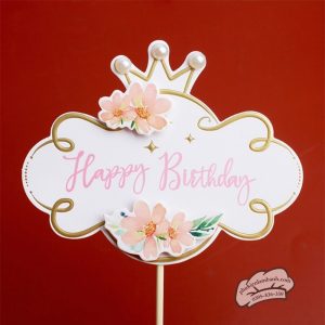 Topper giấy HPBD vương miện - Que