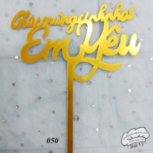 Thẻ cắm mica 10 cái HPBD em yêu Vàng - Gói