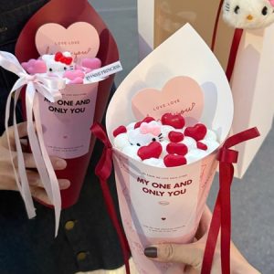 Alternative view of Set hoa kem ốc quế kèm túi meka - màu Đỏ - 10 Cái