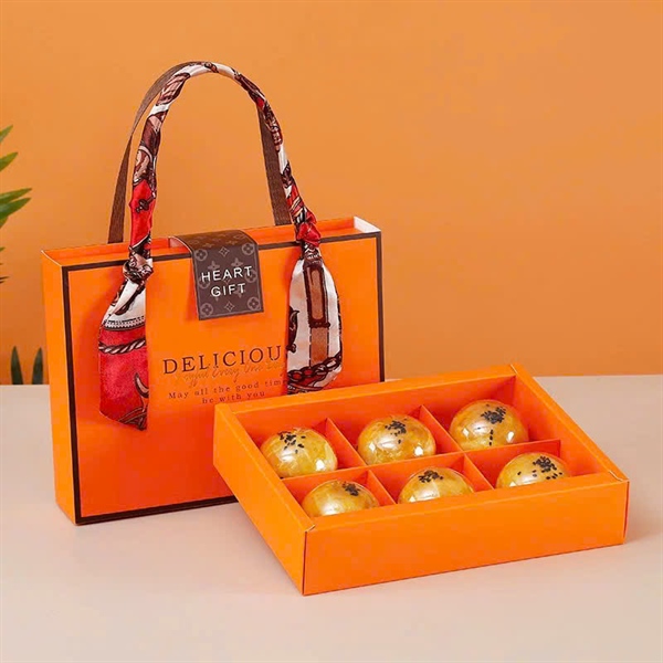 Hộp bánh trung thu 6 bánh mini cam - 10 Cái - Ảnh 2