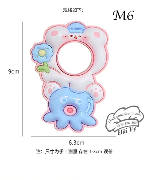 Hoa cài kẹo mẫu M6 thỏ trắng cầm hoa xanh - 20 cái