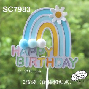 HPBD Xanh ngọc cầu vồng hoa - 2 Cái