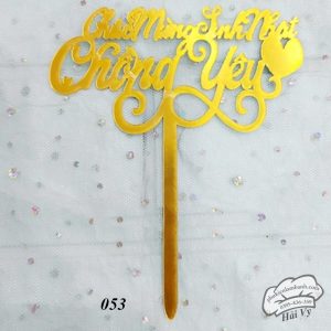 Thẻ cắm mica 10 cái HPBD chồng yêu Vàng - Gói