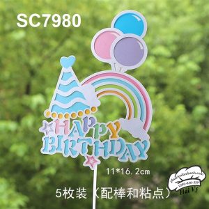 cầu vồng bóng bay mũ xanh - 5 Cái