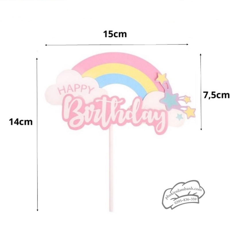 Cầu vồng sao chữ HPBD hồng - Set