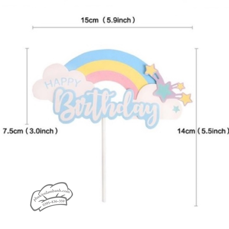 Cầu vồng sao chữ HBPD xanh - Set