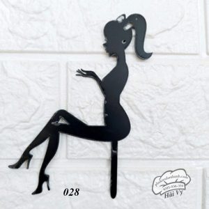 Thẻ cắm mica 10 cái Cô gái ngồi đen - Gói