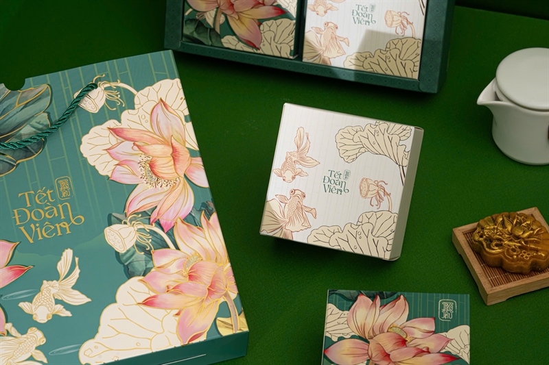 Hộp bánh trung thu Sen Phú Quý - 4 bánh - 10 Cái