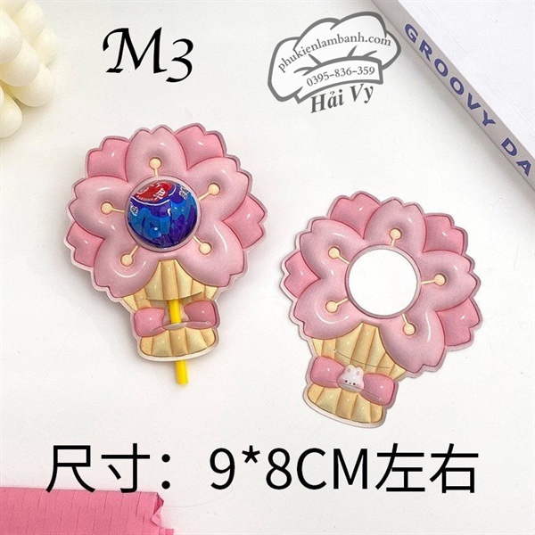 Hoa cài kẹo mẫu M3 Đào hồng - 20 cái