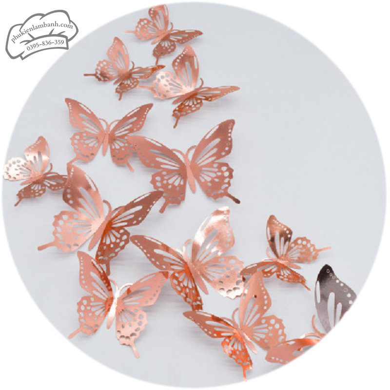 Bướm 3D meka HỒNG (12con/set) - Set