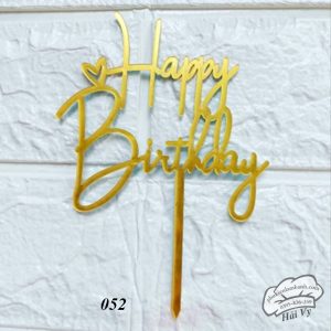 Thẻ cắm mica 10 cái HPBD chữ B tim nhỏ vàng - Gói