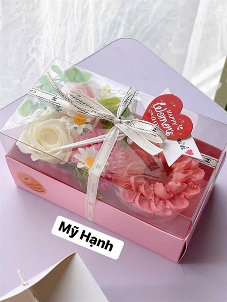 19X10.5X10cm Hộp giấy chữ Nhật nắp Mica màu Hồng - 5 Cái - Ảnh 3
