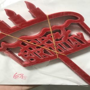 Thẻ cắm mica 10 cái HPBD Gato nến Đỏ - Gói