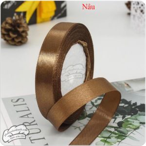 Ruy băng lụa 2cm x 22m Nâu - Cuộn