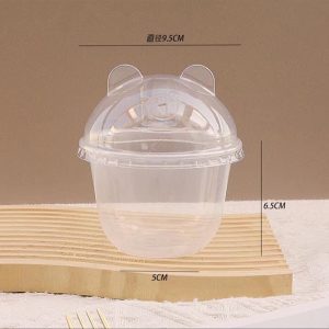 Alternative view of Cốc nhựa PET kèm nắp tai thú 250ml - 50 Cái