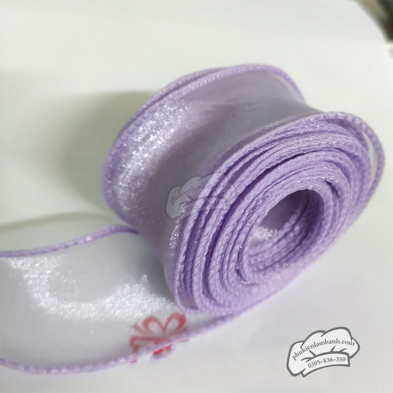 Ruy băng voan 4cm x 9m Tím nhạt - Cuộn