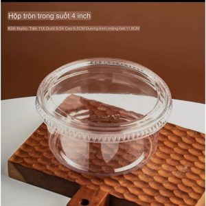 Hộp nhựa tròn PET 117-12oz 350ml nắp bằng - 50 Cái