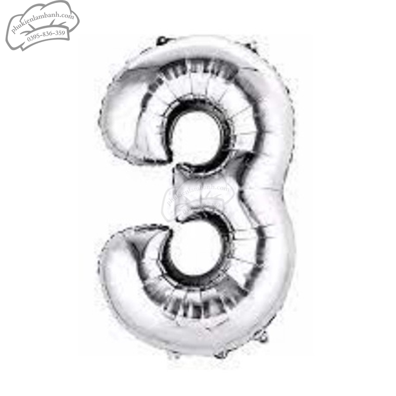 Bóng số bạc số 3 (40cm) - 5 Cái