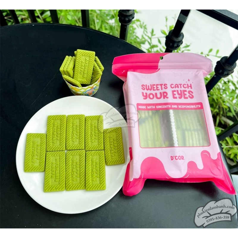D'Cor - Bánh quy chữ nhật HPBD vị trà xanh 185gr/gói - Gói