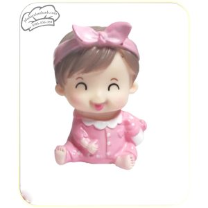 Bé gái bờm hồng cầm bình sữa - Con