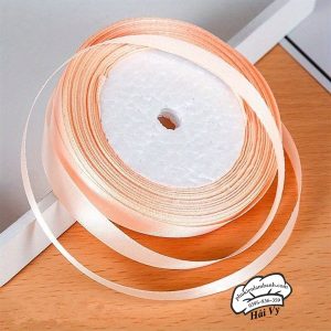 Ruy băng lụa trơn 1cm x 22m Hồng cam - Cuộn
