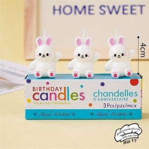 Nến hình thỏ trắng - 3 con/vỉ - Vỉ