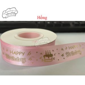 Ruy băng HPBD NHŨ hồng 2.6cm - Cuộn
