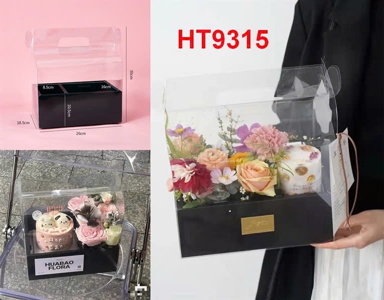 Hộp 2 ngăn quai xách mica Đen - 5 Cái