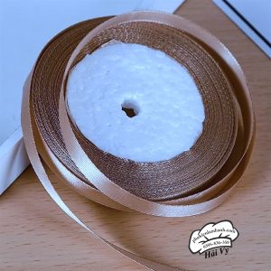 Ruy băng lụa trơn 1cm x 22m Nâu đất - Cuộn