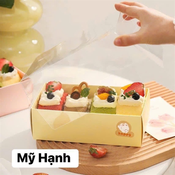 19X10.5X10cm Hộp giấy chữ Nhật nắp Mica màu Vàng - 5 Cái