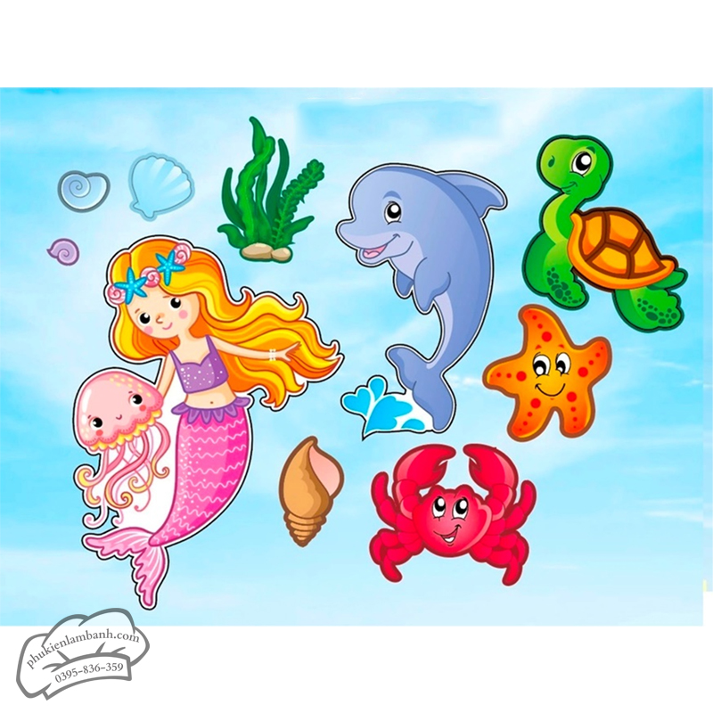 Tiên cá hồng cá heo rùa cua - Set