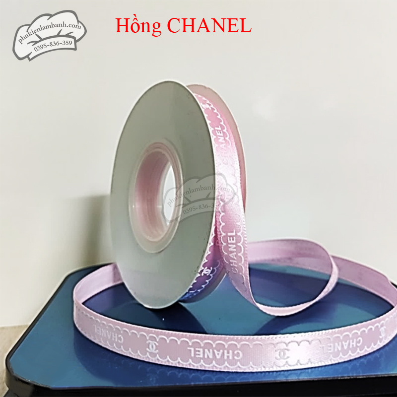 Ruy băng Chanel 1cm x 22m Hồng nhạt - Cuộn