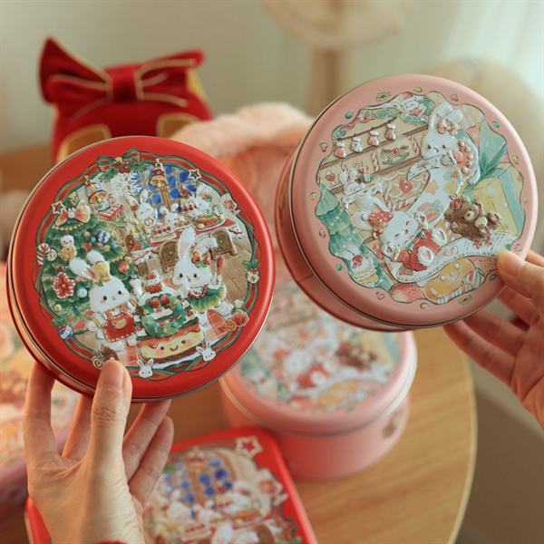 Hộp thiếc Tròn 13.5x7cm Màu Vàng Chữ - Cái - Ảnh 2