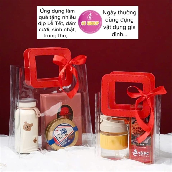 Túi đựng quà quai xách vuông đỏ tươi