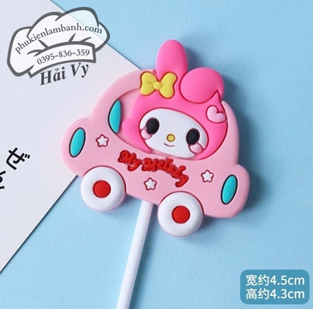 SC Silicon thỏ Melody ngồi xe hồng - Que