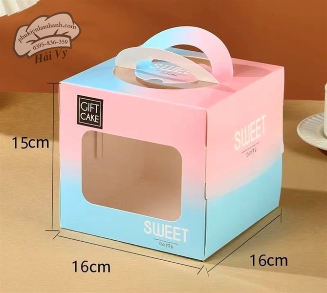 16x16x15cm Hộp giấy Sweet xanh hồng - 10 Cái