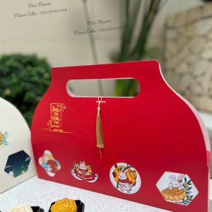 Hộp bánh trung thu Đoàn Viên- 4 bánh tay xách cách điệu - 10 Cái