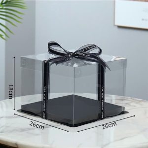 25.5x25.5x18cm đế Đen Hộp mica 3CT 1 tầng - 381B - 5 Cái