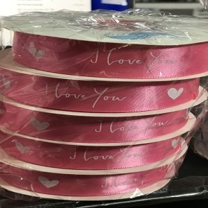 Ruy băng i love you 2.5cm Hồng đậm - Cuộn