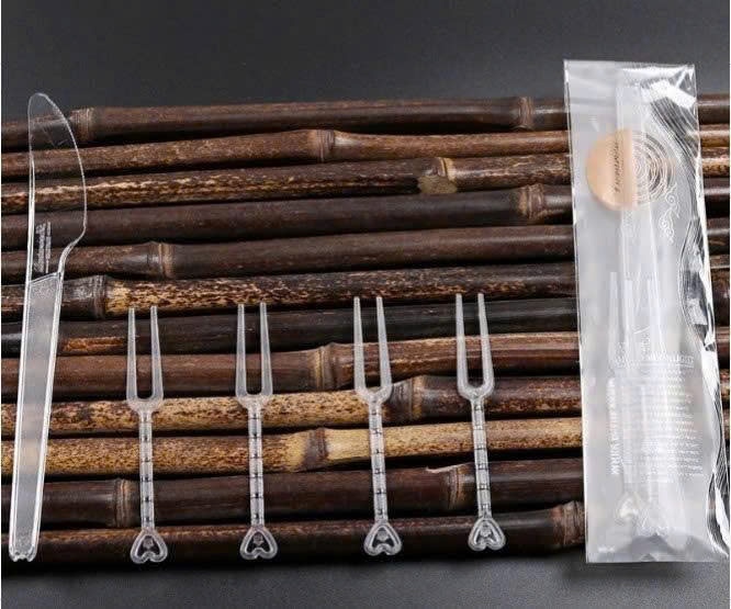 Set dao thìa trong suốt ăn bánh trung thu - 100 Set