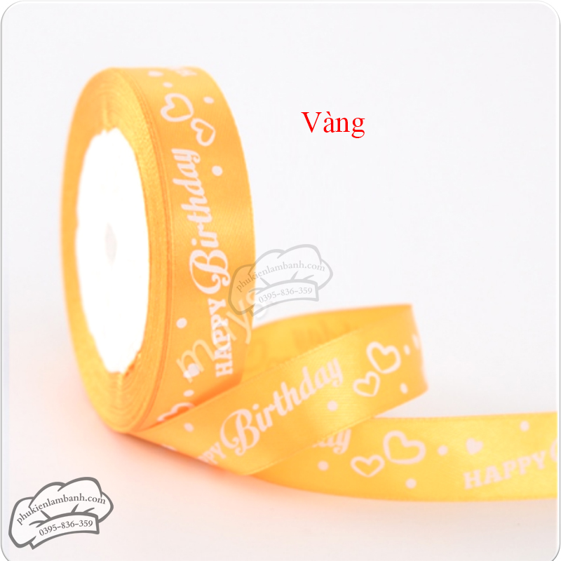 Ruy băng lụa CHỮ 2cm x 22m Vàng - Cuộn