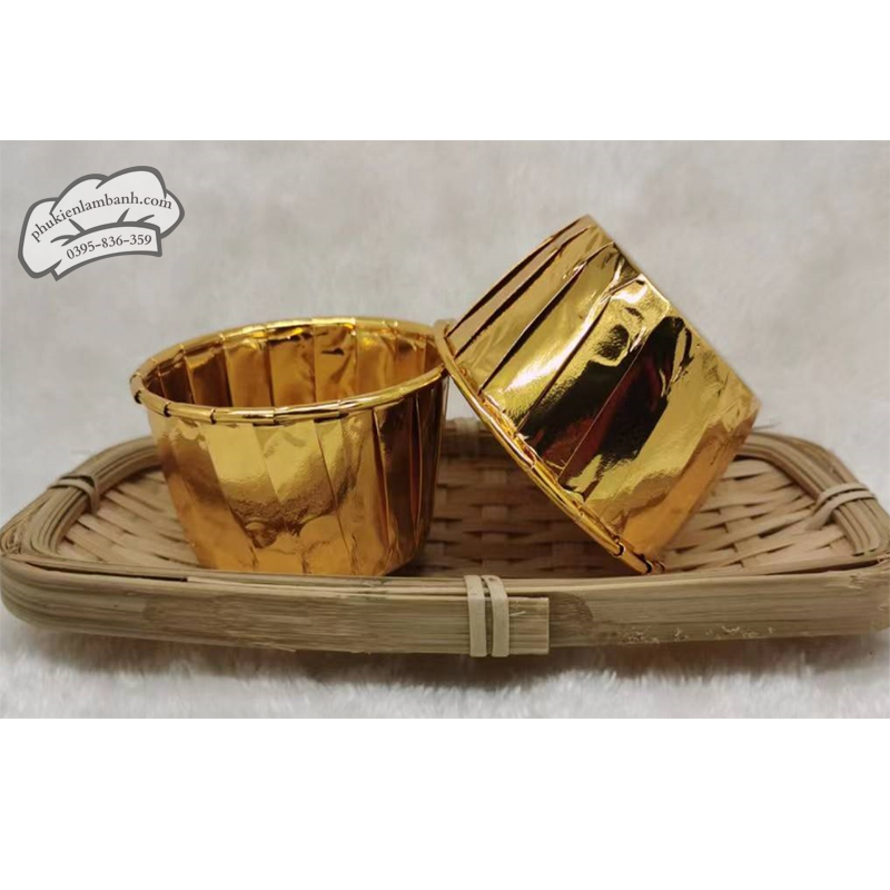 Cupcake nhôm 2 mặt VÀNG - 50 Cái