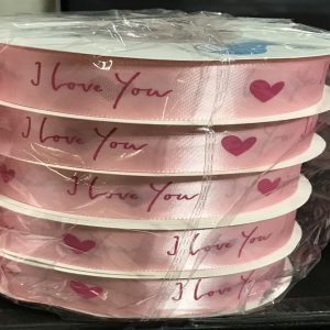 Ruy băng i love you 2.5cm Hồng nhạt - Cuộn