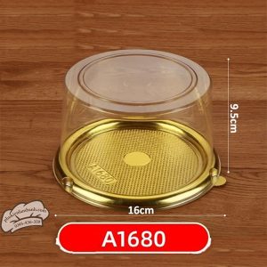 Hộp nhựa PET A1680 hộp tròn đáy vàng - 100 Cái