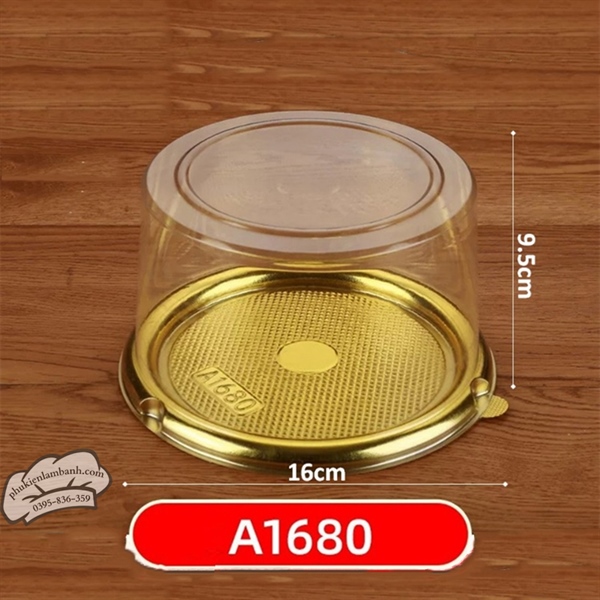 Hộp nhựa PET A1680 hộp tròn đáy vàng - 100 Cái