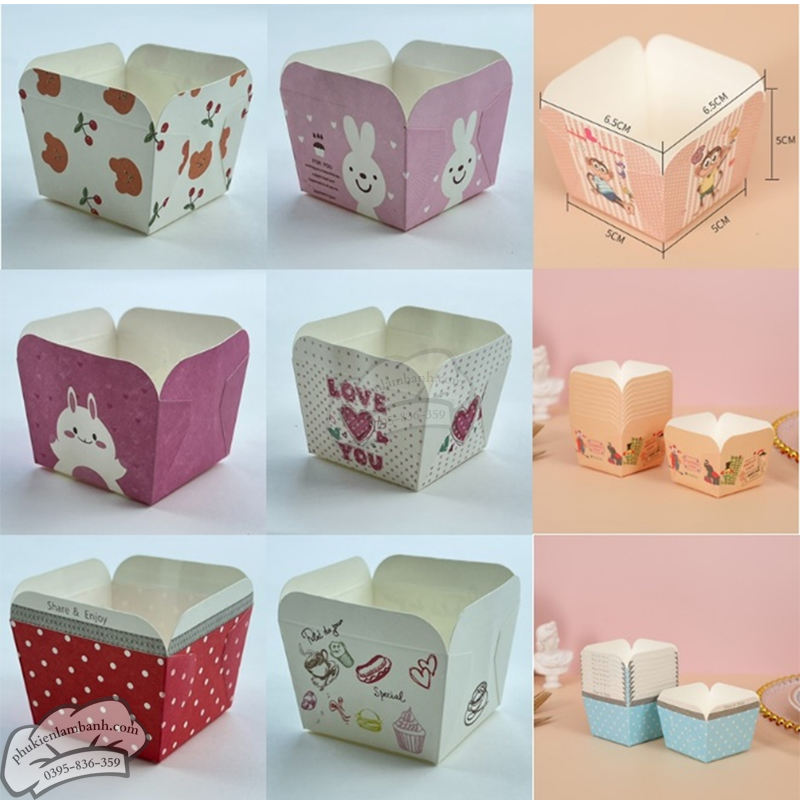 Cốc giấy vuông - 6.5x5cm 50 cái - Lốc