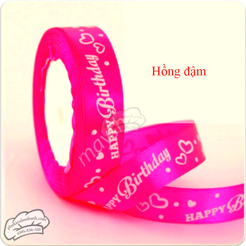 Ruy băng lụa CHỮ 2cm x 22m Hồng đậm - Cuộn